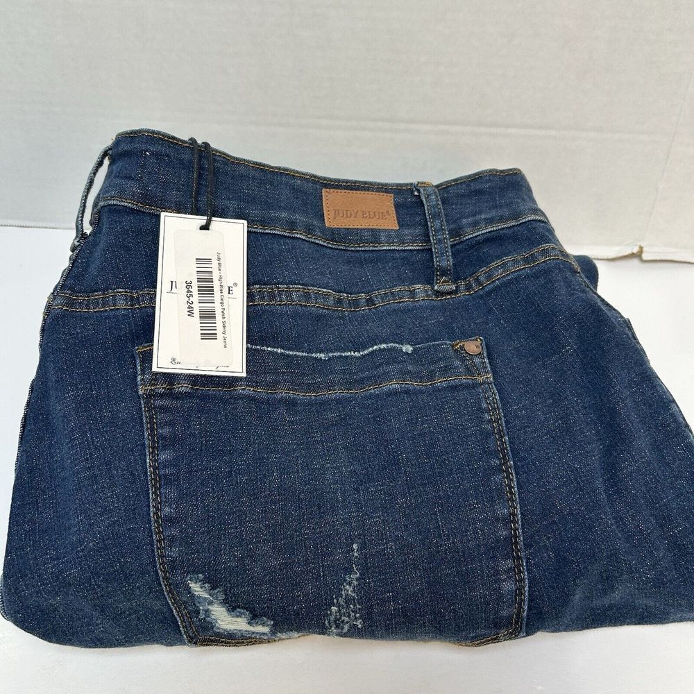 Judy Blue NWT Skinny Fit Jeans‎ Distressed Button Fly Size 24W Style #88324